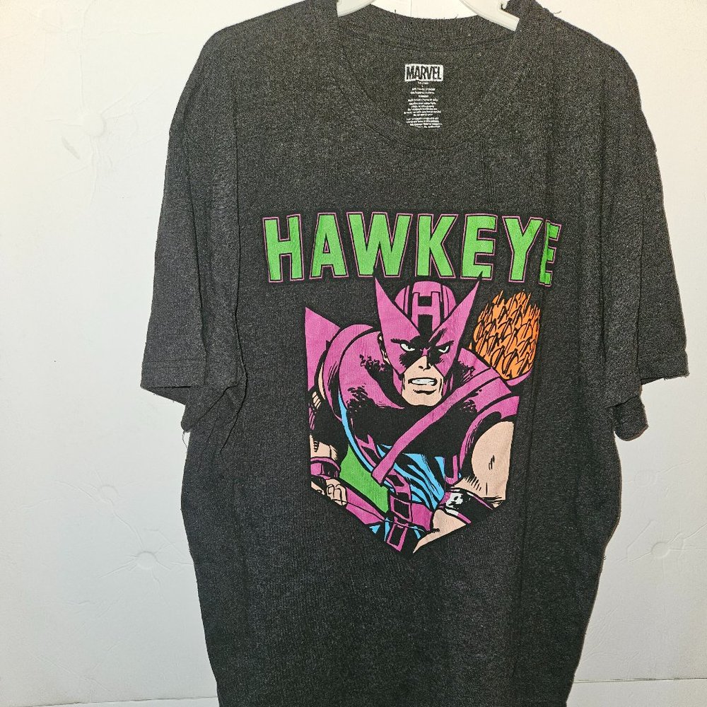 Mens Womens Unisex Marvel Grey Graphic "Hawkeye" T Shirt Size L
